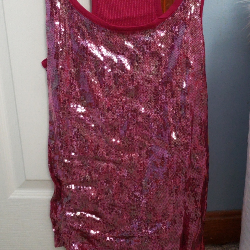 Dkny Pink Sequin Racerback Tank